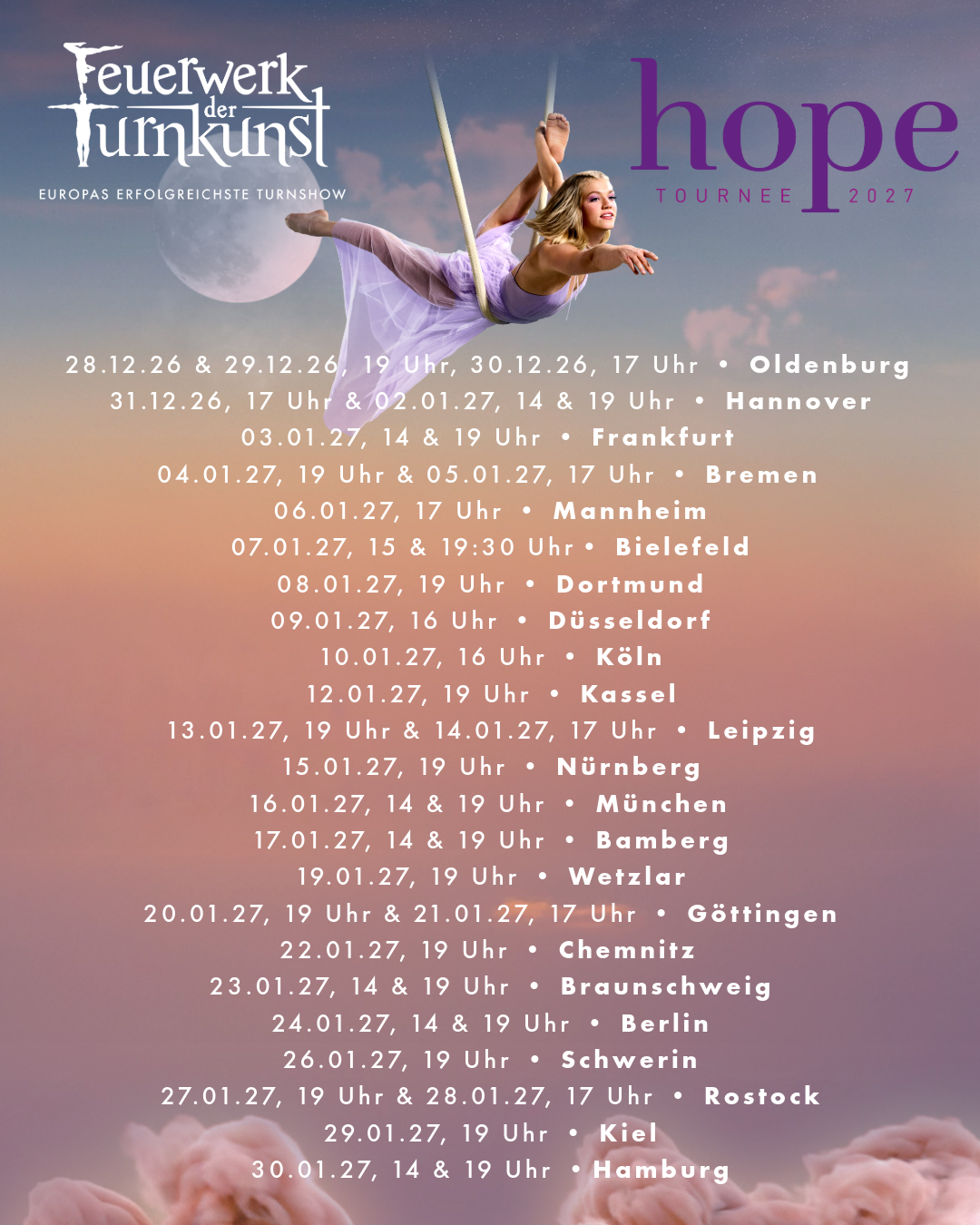 hope tournee 2027 Tourneeplan Übersicht