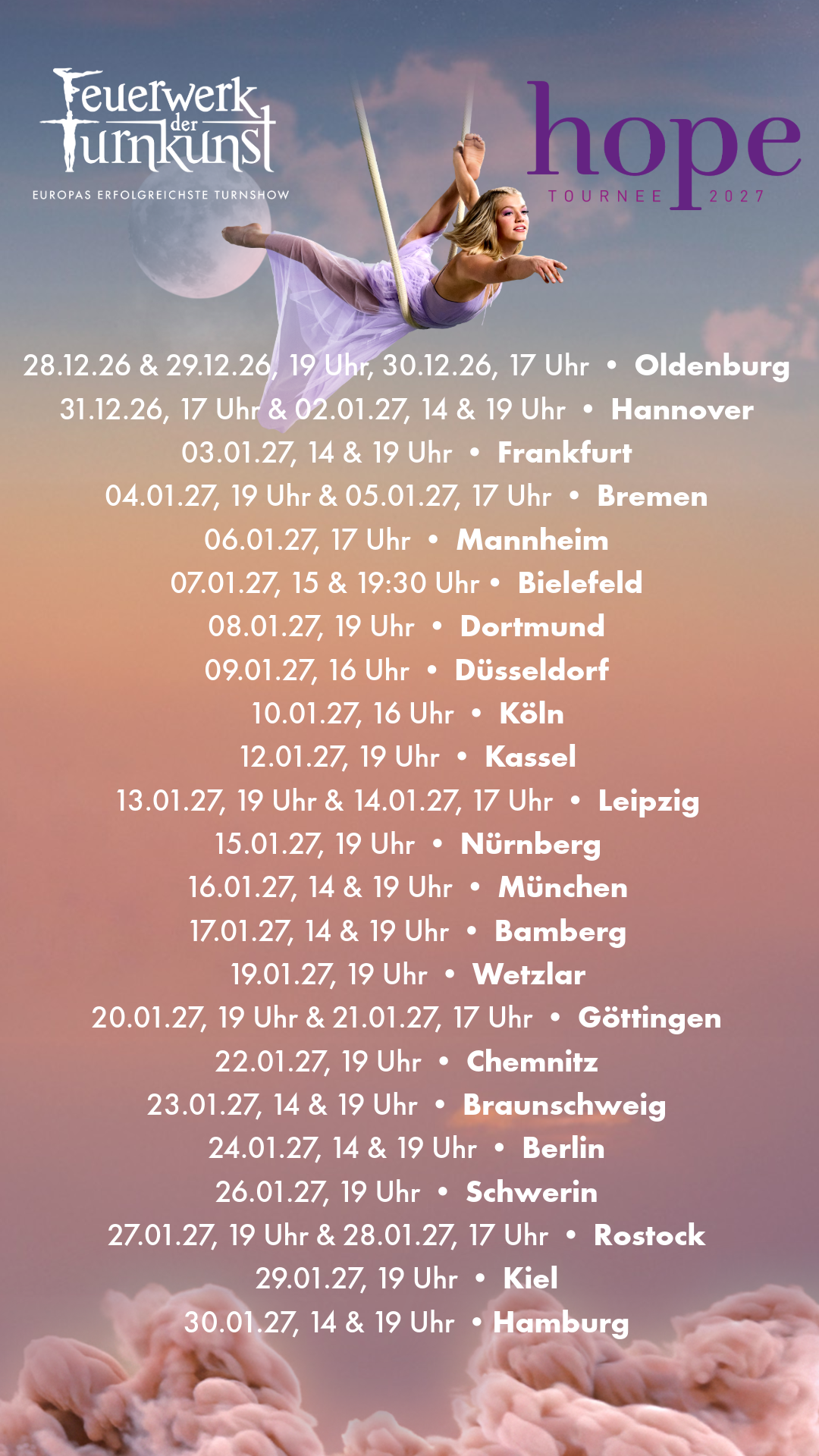 hope tournee 2027 Tourneeplan Übersicht 9:16
